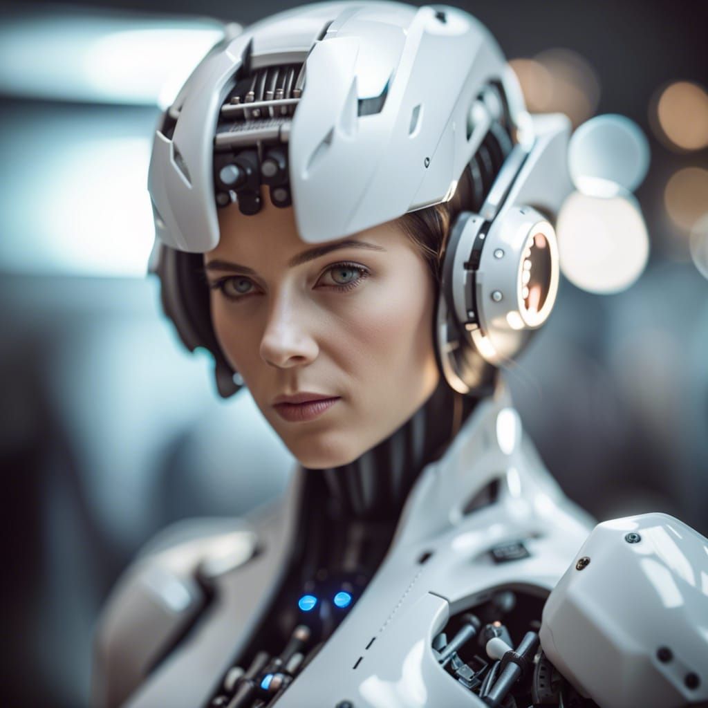 Realistic female android.