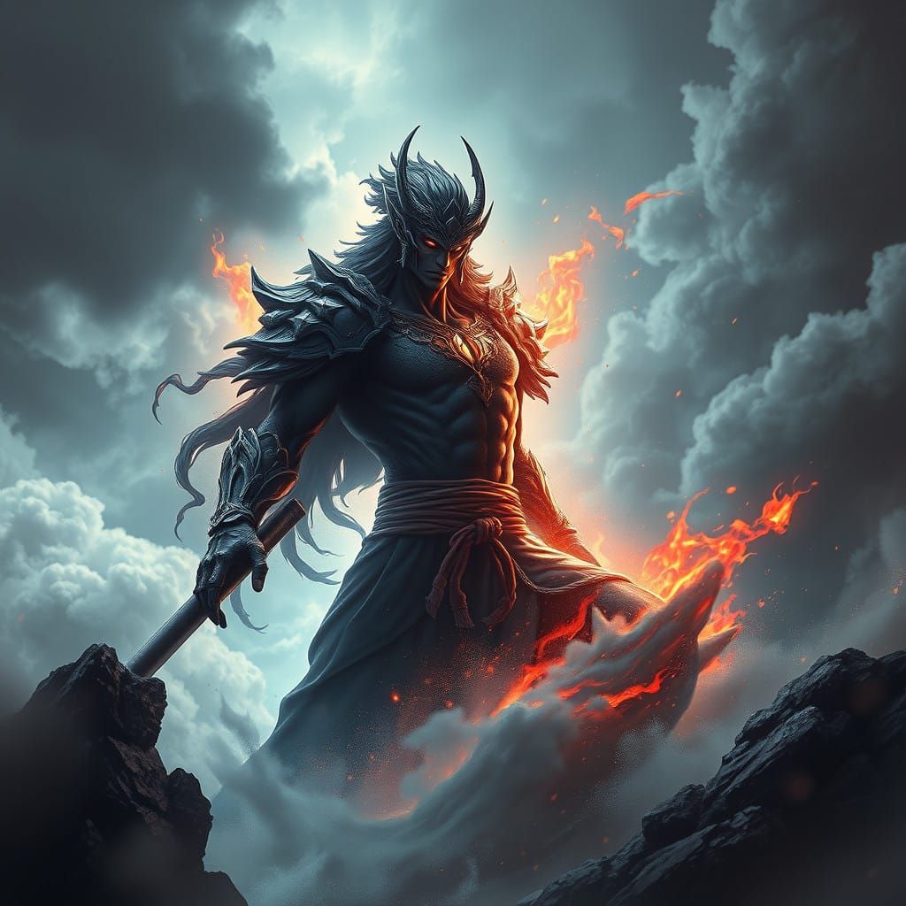 Cyberpunk Epic Fantasy Warrior Unleashes Haki Energy