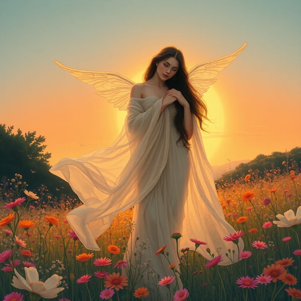 Ethereal Psyché in a Greek Meadow