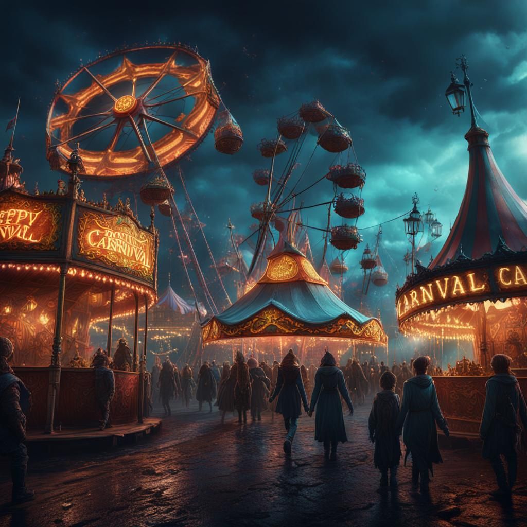 Creepy Carnival: Detailed Matte Painting in Deep Color