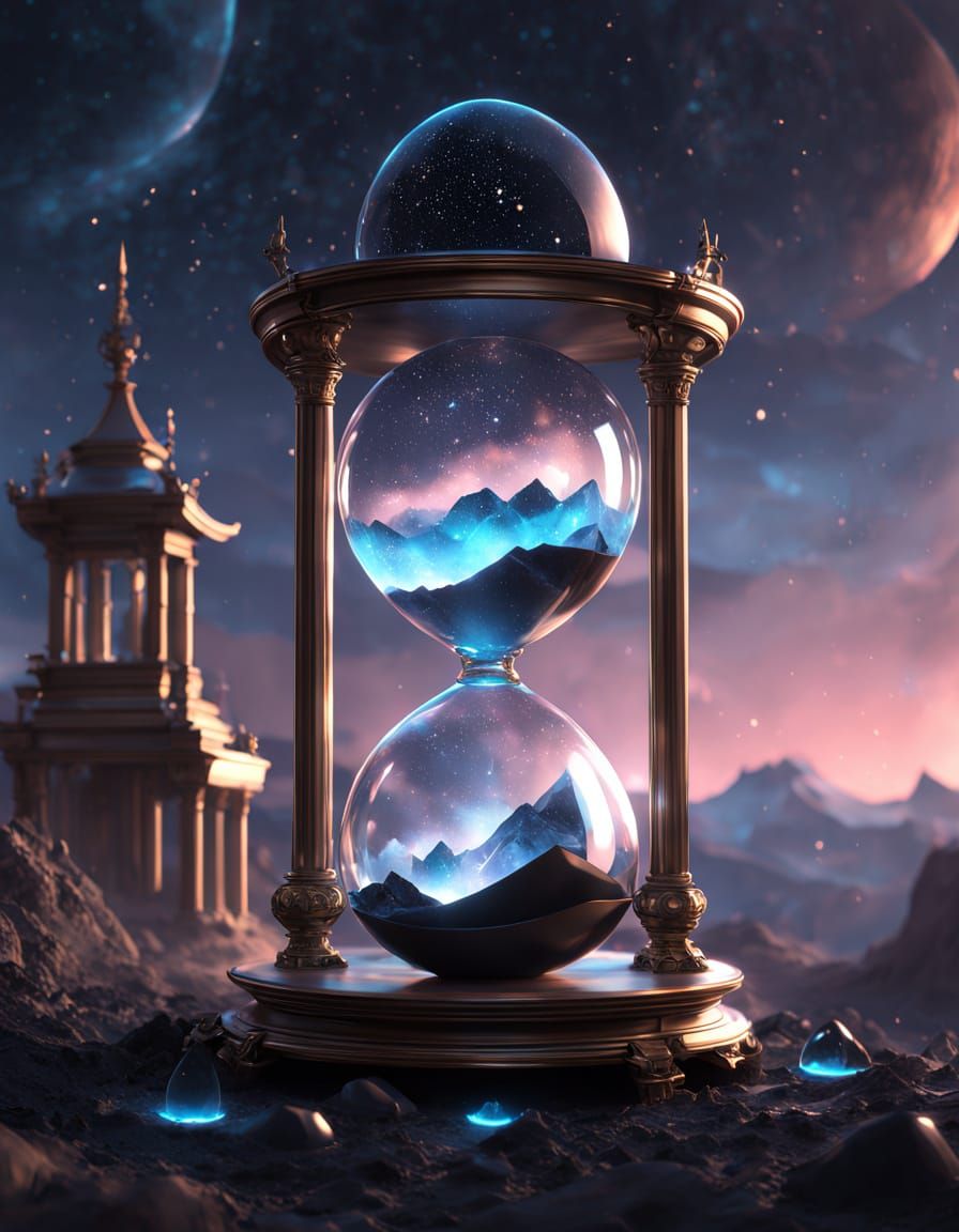 Ethereal Hourglass in Cosmic Dreamscape