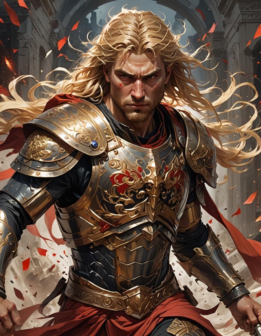 Furious Greek Demigod Runs From Battlefield: Digital Art