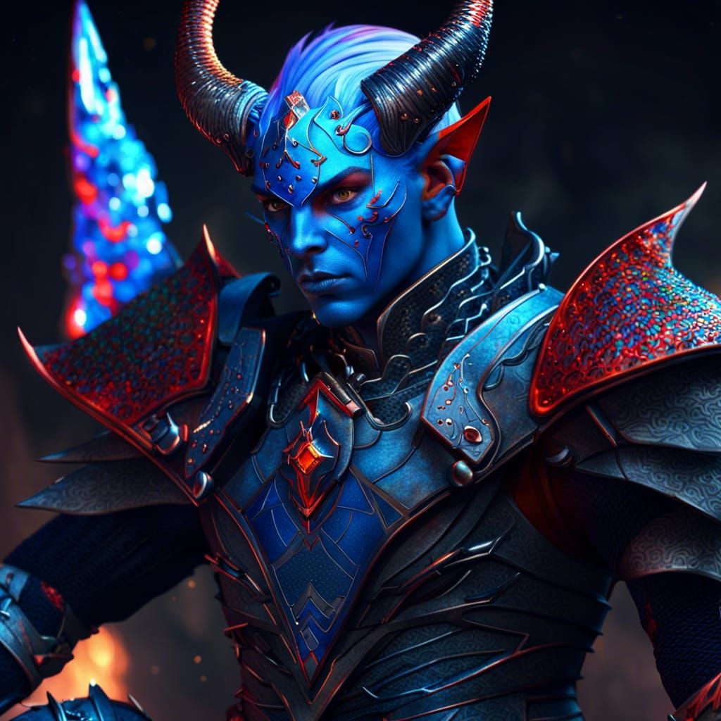 Noble Tiefling Fighter in High Fashion Armor