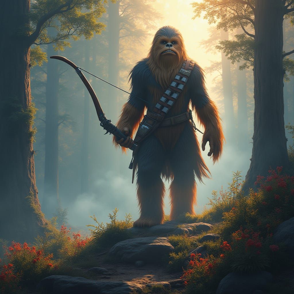 Wookiee Warrior in Ancient Forest Planet Landscape