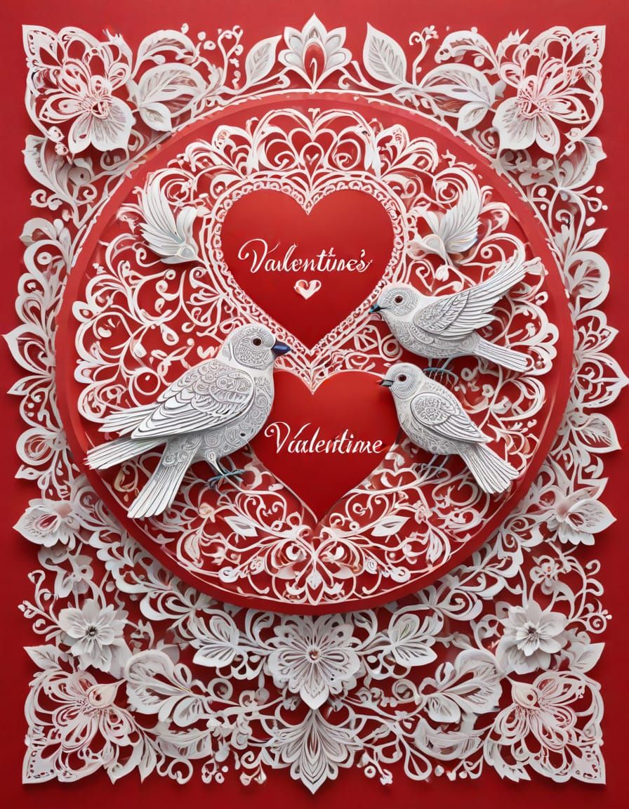 Romantic Mandala Valentine's Card in Classic Style