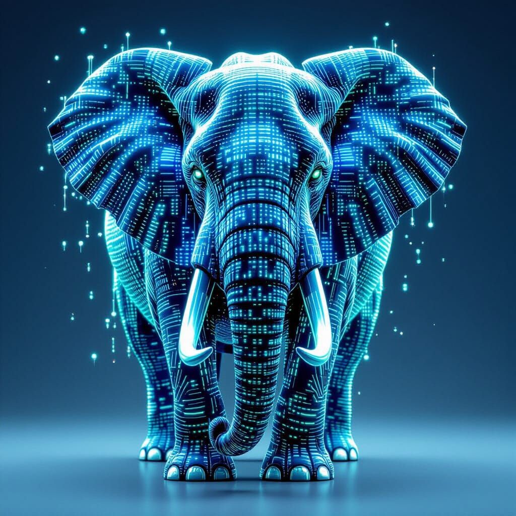 Digital Code Elephant 3D Render