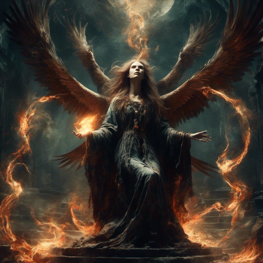 <lora:Macabre:1.0> a sorceress conjuring elemental spirits in a moonlit chamber symbolism and philosophy of alchemy, wit...