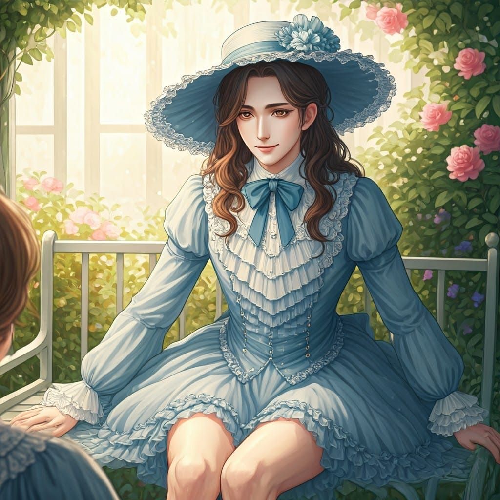 Young Gentleman in Elegant Victorian-Inspired Minidress