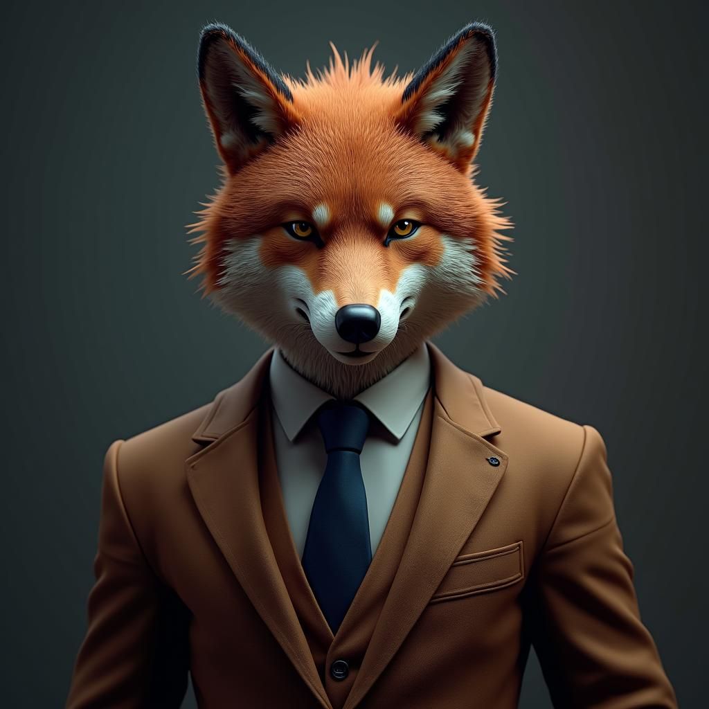 Wolf in Suit: Detailed Matte Painting in 8K