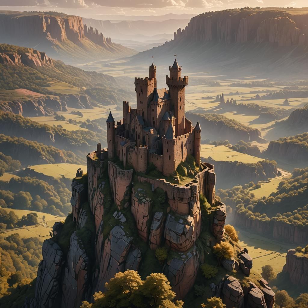 Ruined Castle Matte Painting in Romantic Style