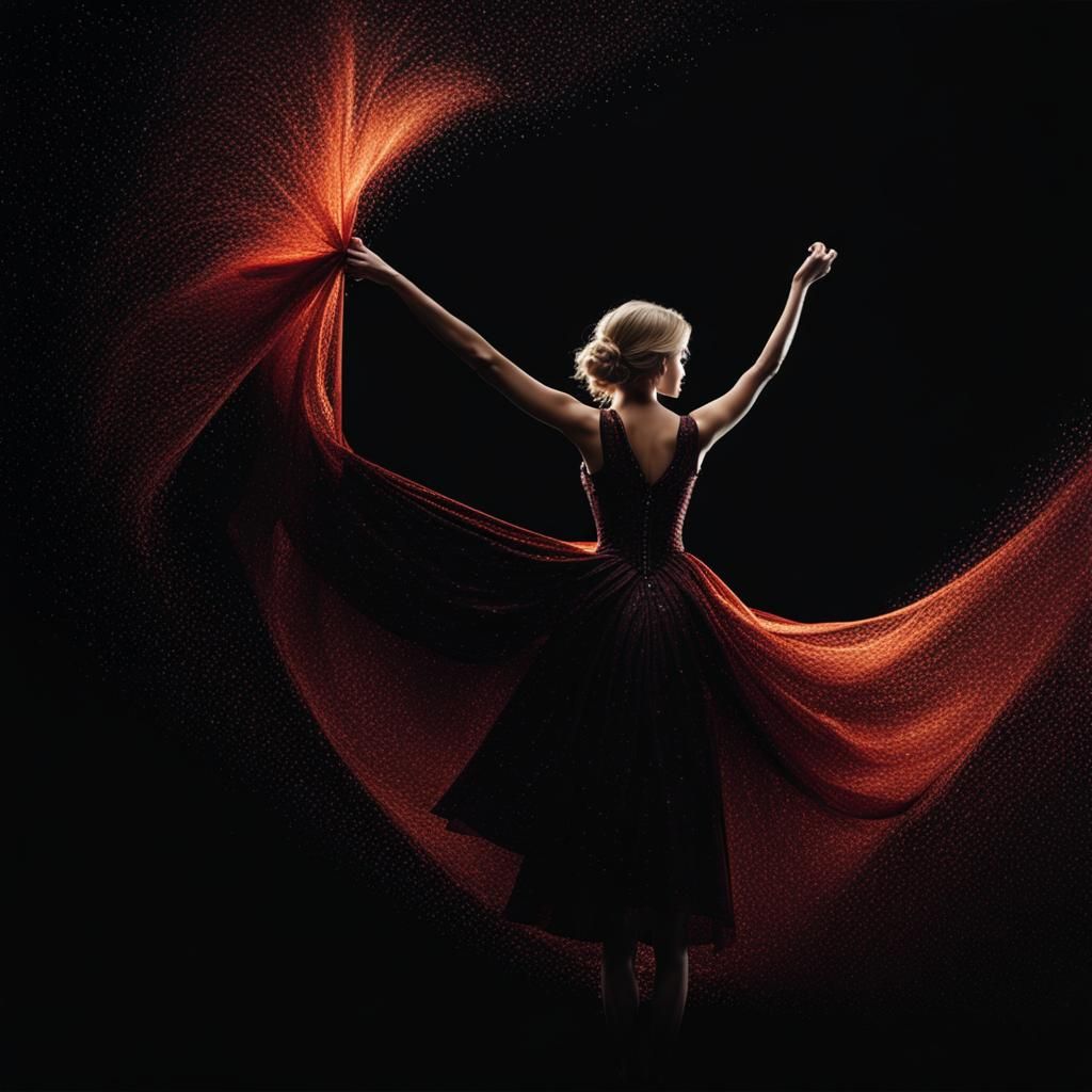 Pixelated Woman Looking Over Shoulder