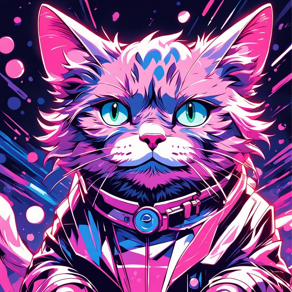 Psychecore Cat in Manga Anime Style