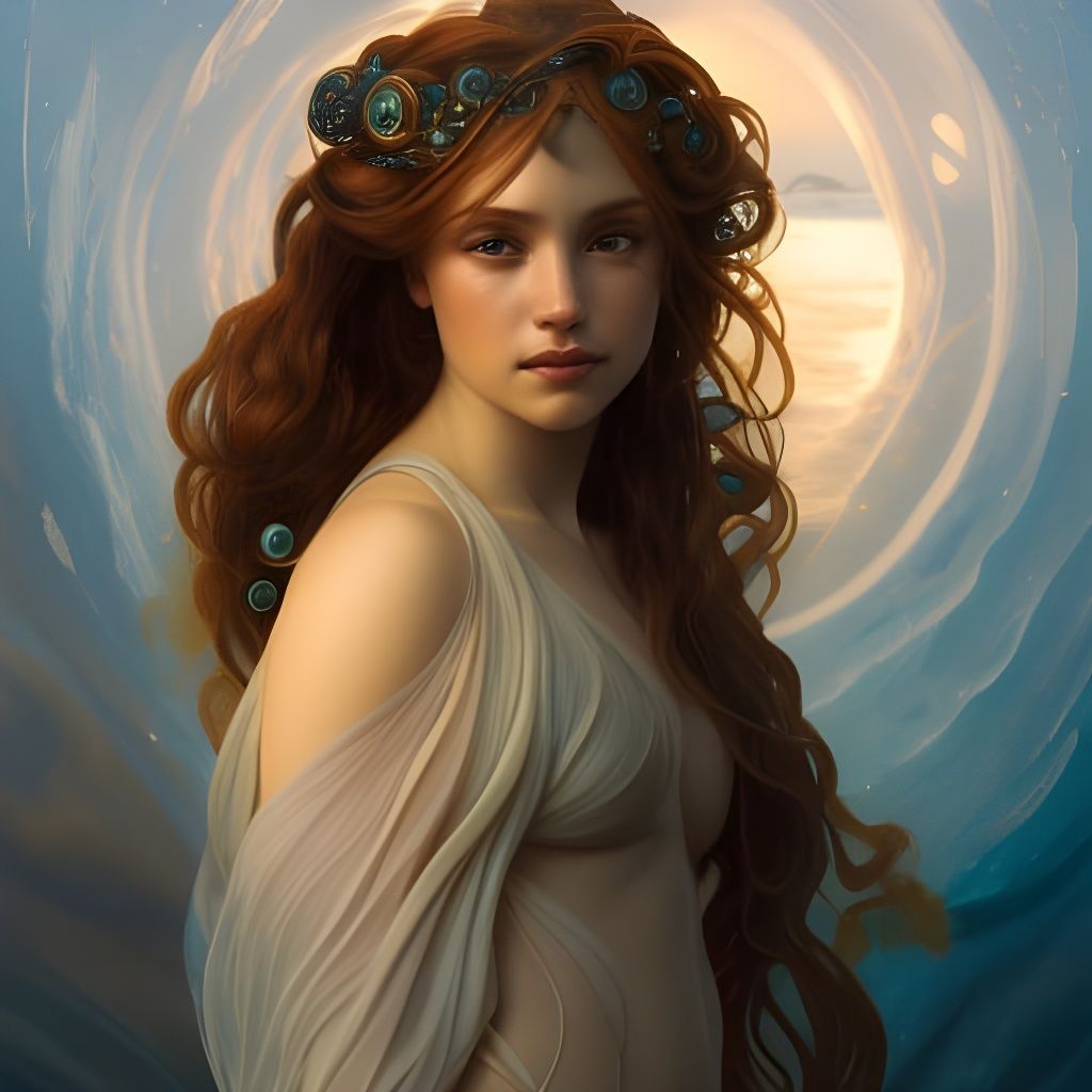 Amphitrite: Sea Goddess in Art Nouveau Style