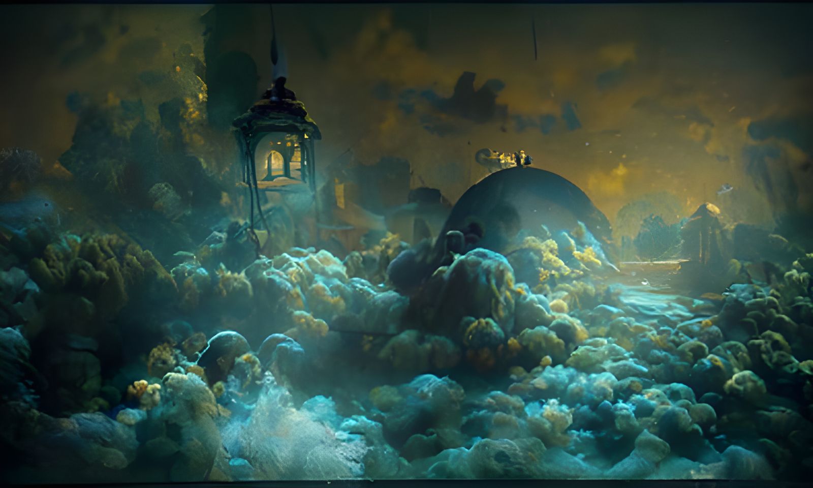 Steampunk Night Scene in Pastel Colors