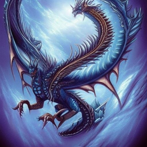 Icy Blue Dragon Tattoo in Quantum Realism