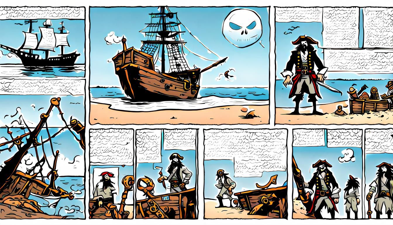 Gothic Ghost Pirates Comic Strip on Beach