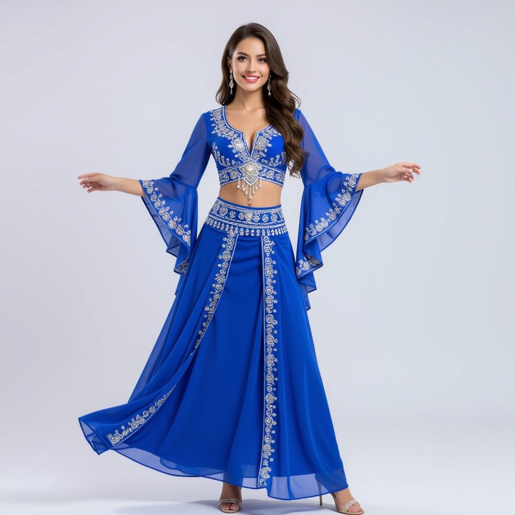 Woman in Traditional Dress for Arabic Dance