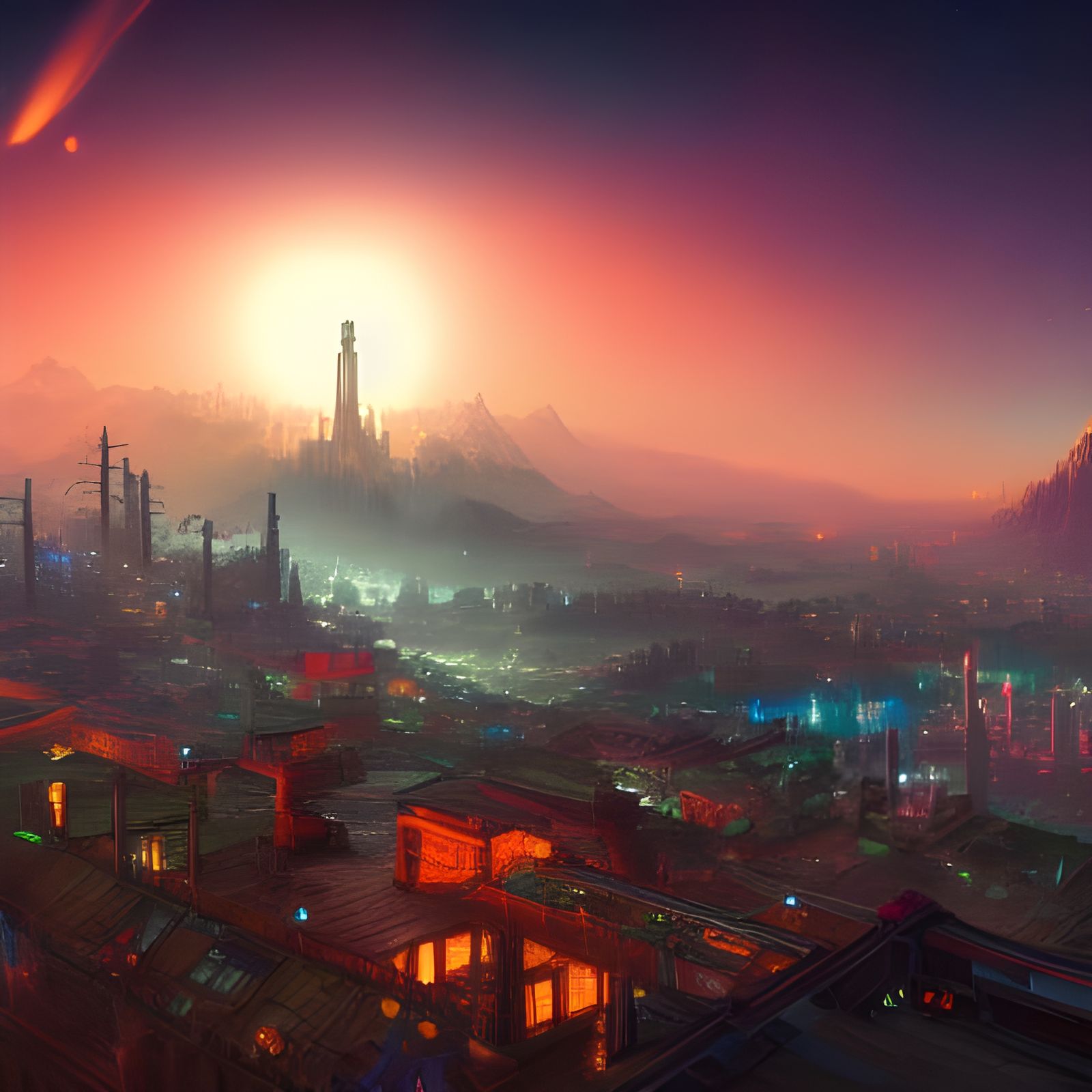 Radiant Light Over Diamond City: Fantasy Concept Art