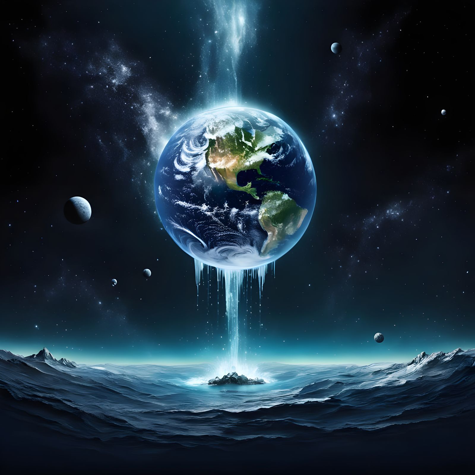 Earth Suspended in Cosmic Beauty