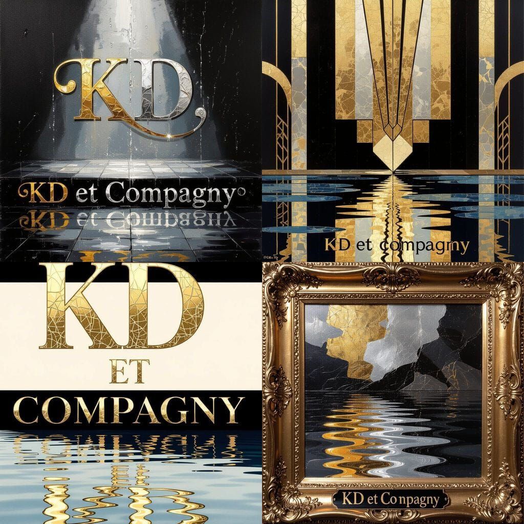 Elegant Gold and Silver Signage with Reflective Accents