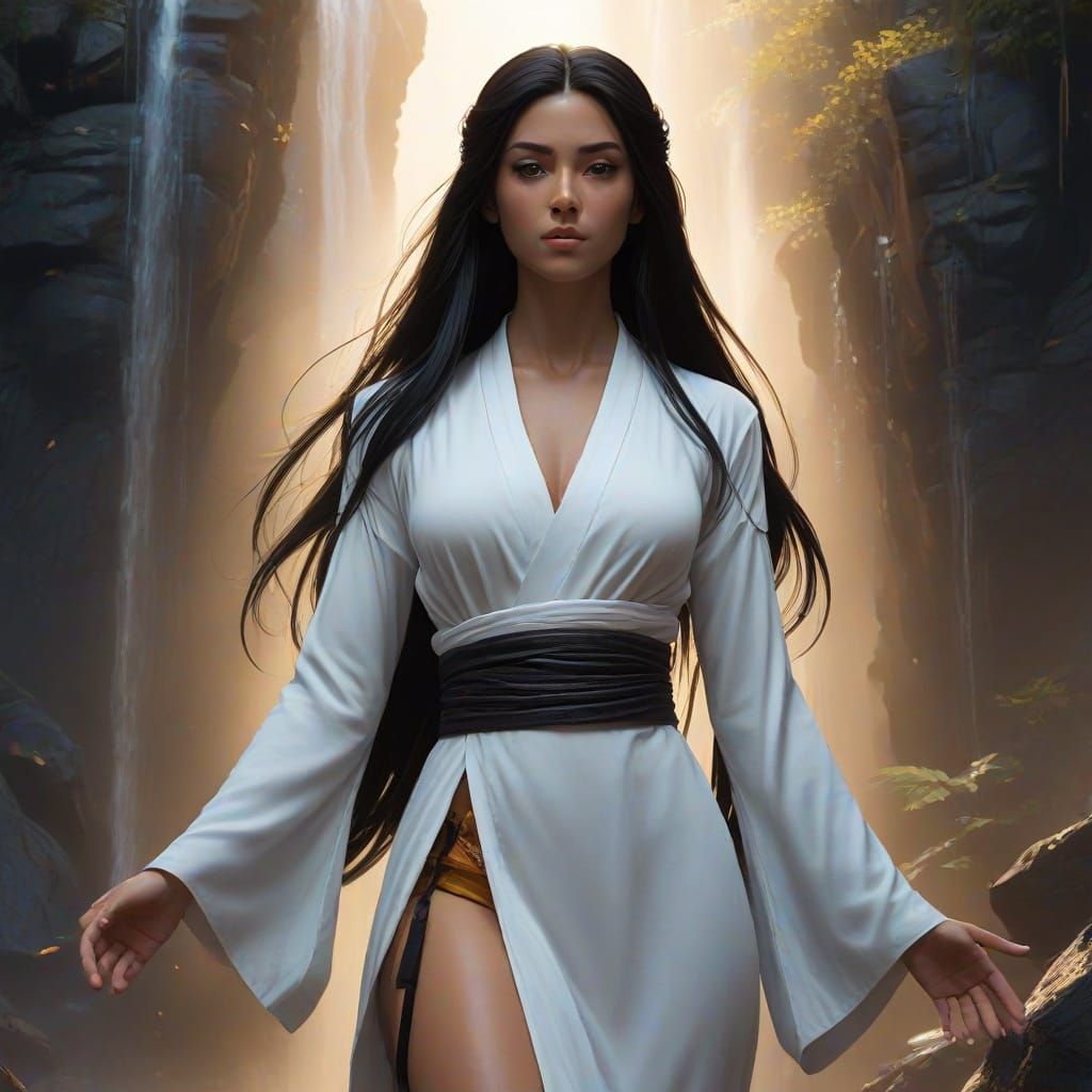 Mystical Nun Warrior in Vibrant Anime Style