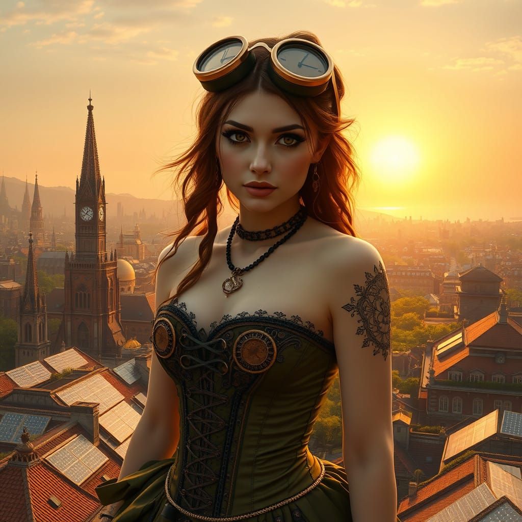 Fantastical City of Clockwork Spires and Solar Gardens