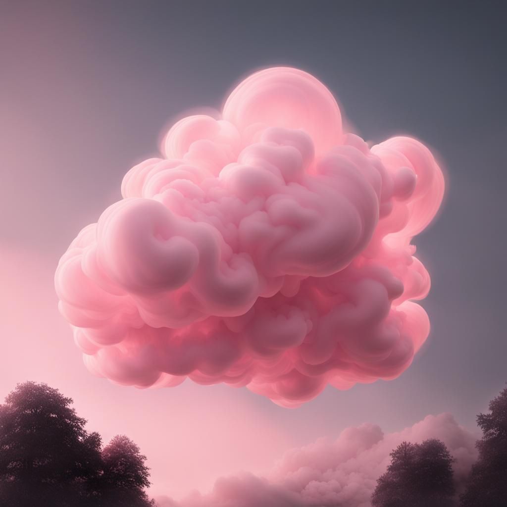 Puffy Pink Cloud with Pink Lights in Fluid Form