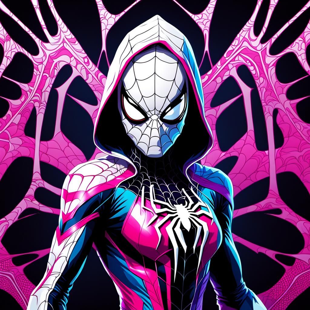 Spider-Gwen Venom Blacklight Poster in Vector Art Style