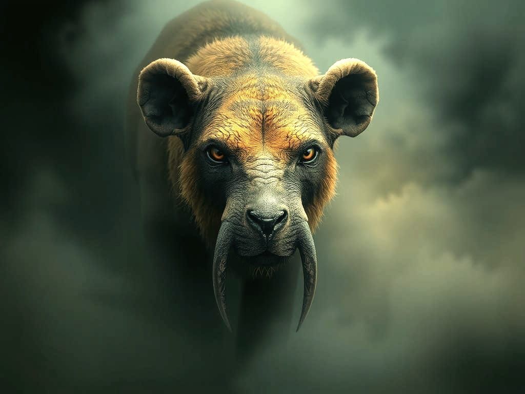 Mysterious Smilodon Emerges from Foggy Mists