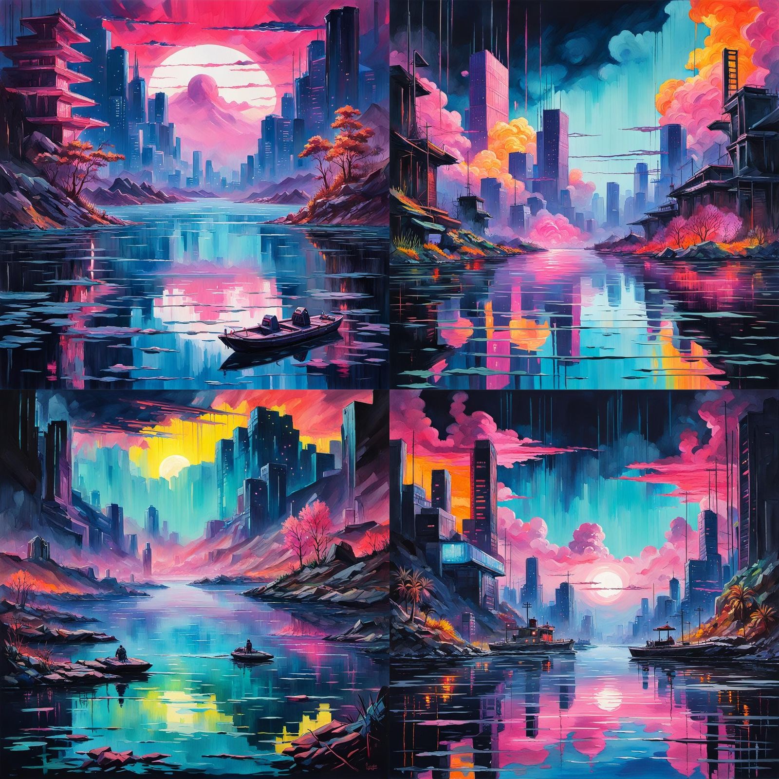 Lake Crystal in Gouache Style, Impressionist Masterpiece