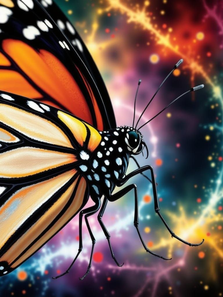 Detailed Monarch Butterfly Macro in Hyperrealism