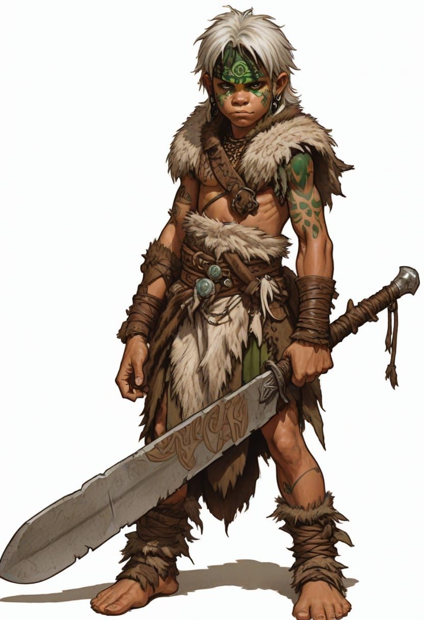 Heroic Fantasy Caveman Warrior in Detailed Illustration