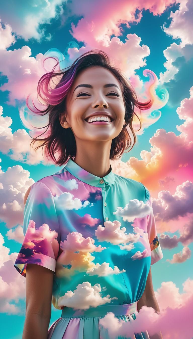 Surrealist Joy in Ethereal Landscape