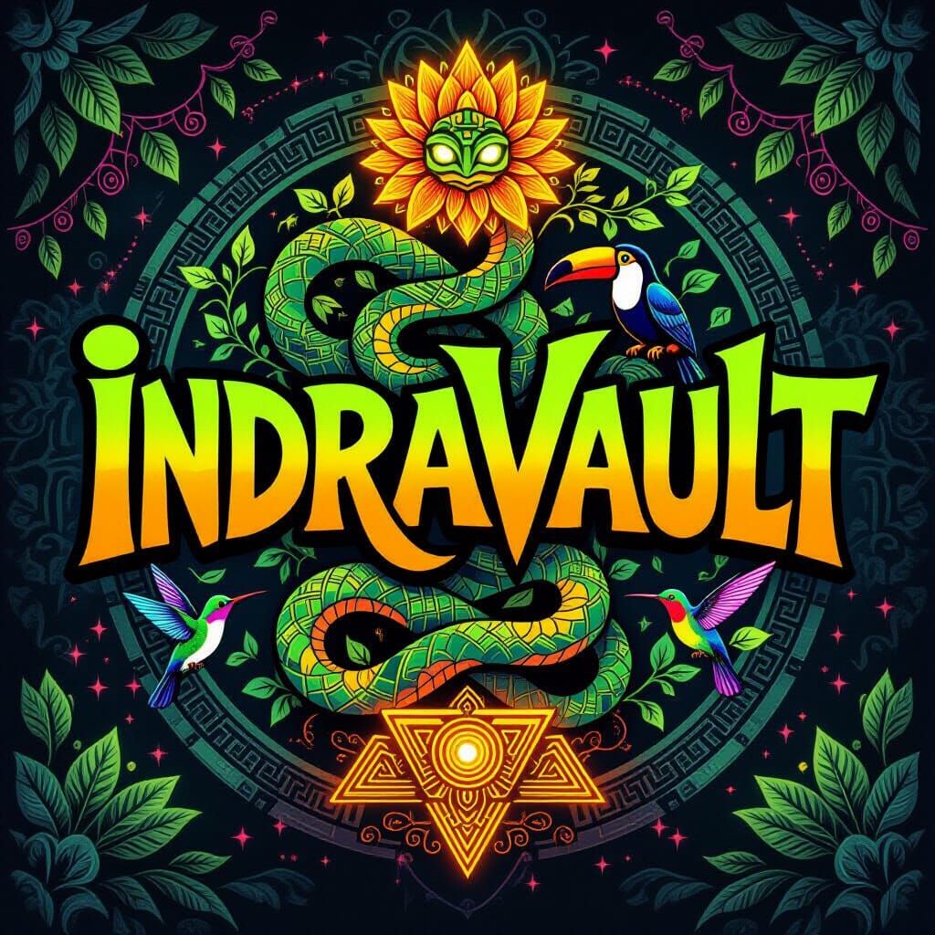 Psychedelic Mayan Logo with Jungle Shamanic Energy