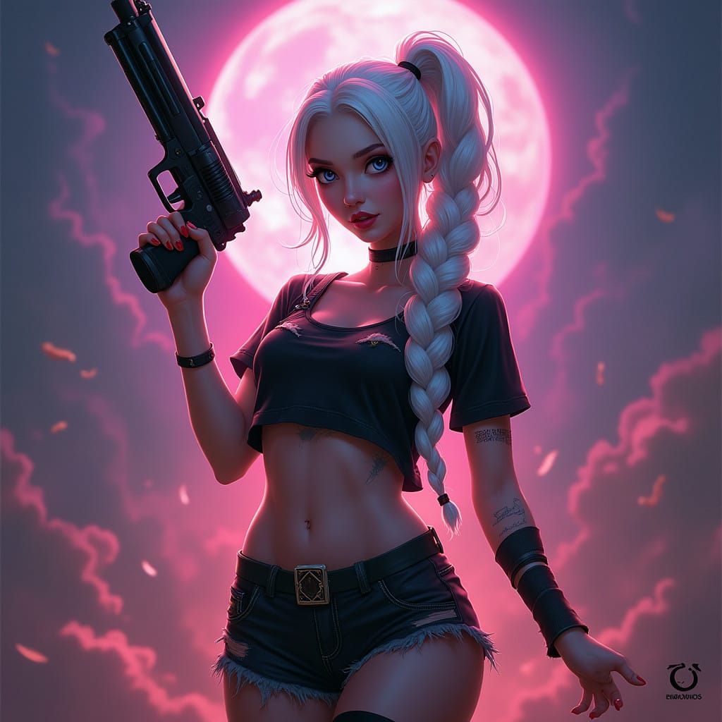 Gunslinger Goddess with Edgy Charm and Deadly Skills