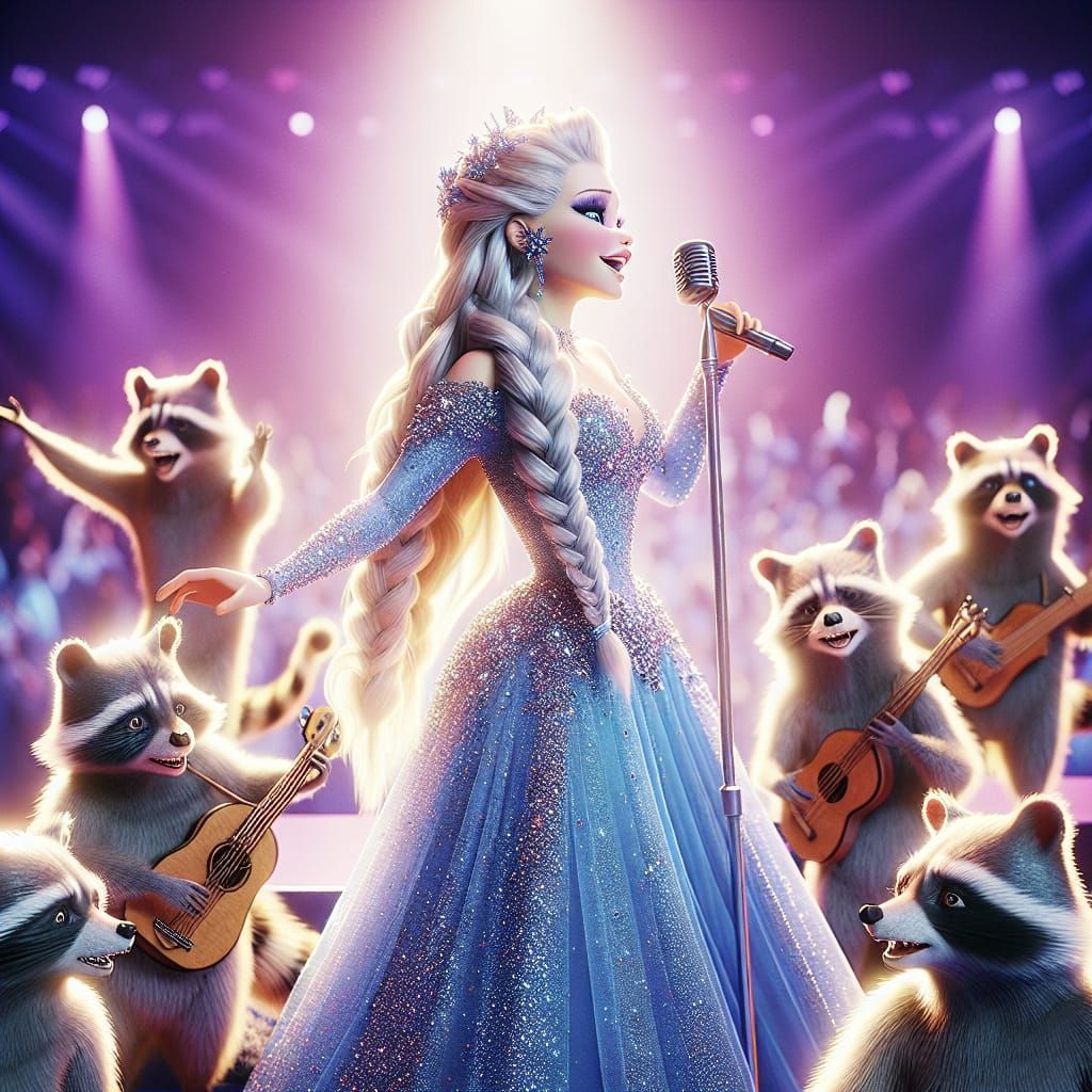 Princess and Raccoons Perform at Music Contest