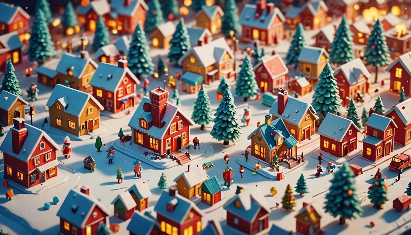 Isometric Winter Holiday Icons in a Cinematic Style