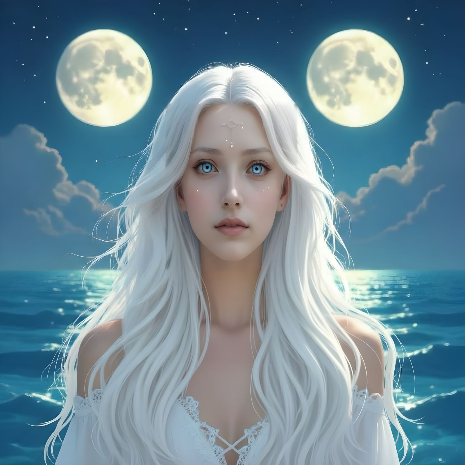 Ray, Hope of Humanity, with Two Moons