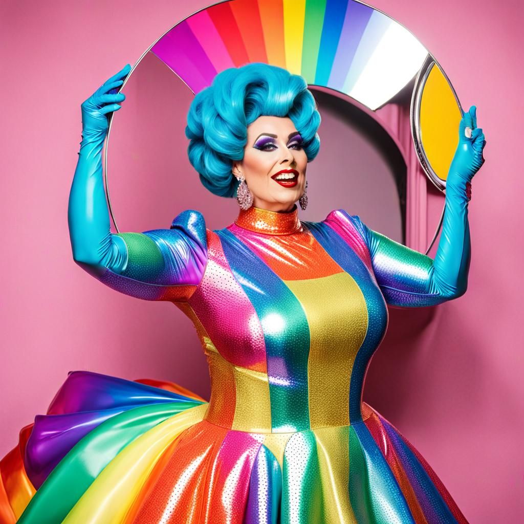 Rainbow Rubber Drag Queen in Fantastical Wonderland