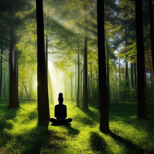 Meditating in Backlit Forest: Professional Photography