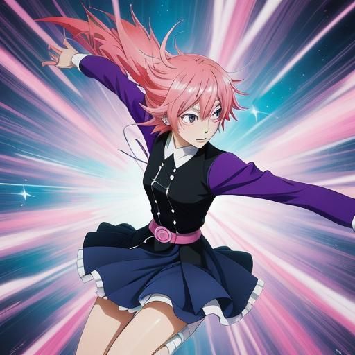 Energetic Anime Woman Tap Dancing Illustration