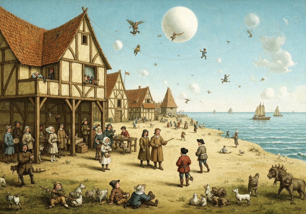 Medieval Seaside Village Festival in Primitive Style