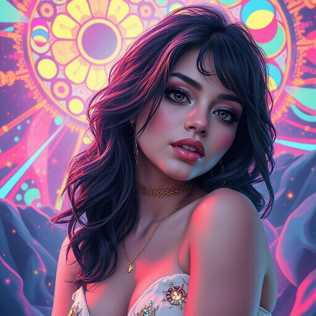 Psychedelic Woman in Dreamlike Digital Art