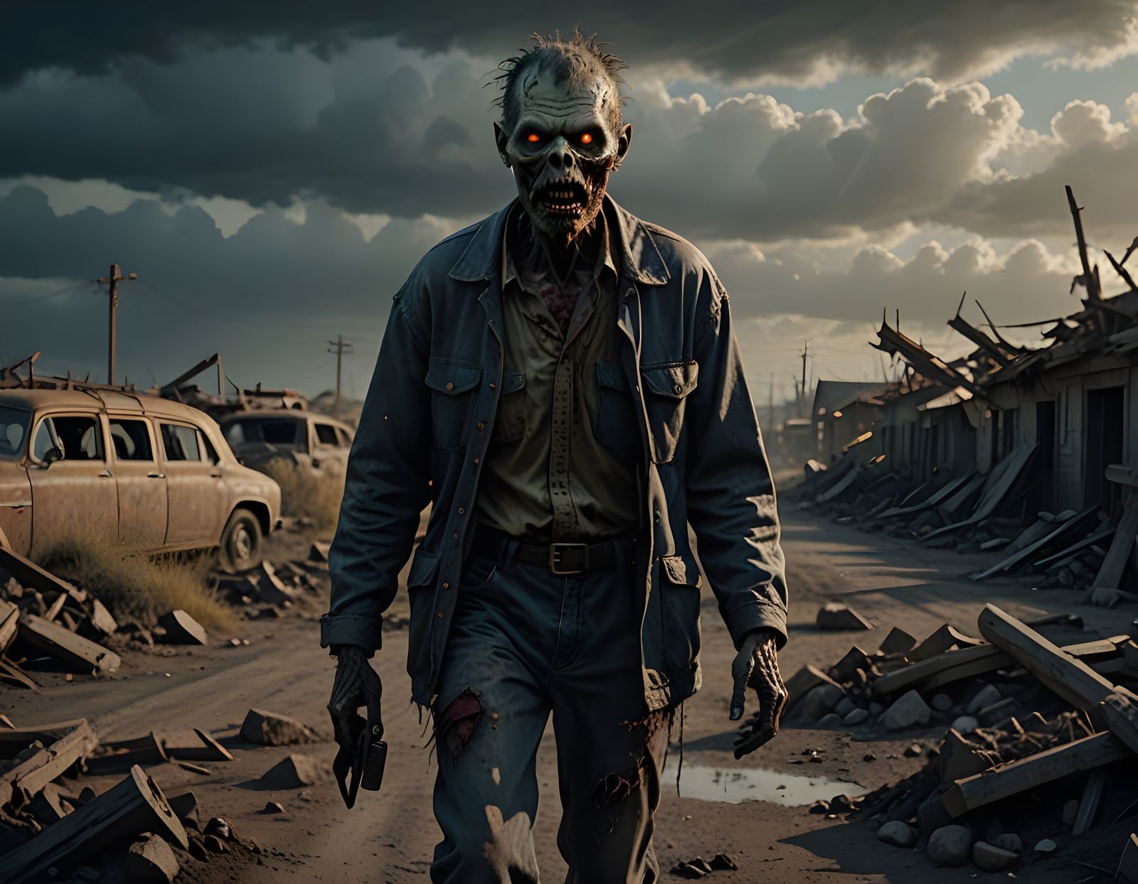 Scary Undead Zombie in 3D Illustration