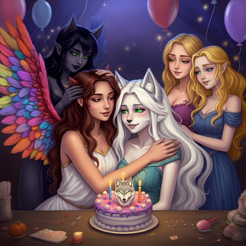 Birthday Headpats in Whimsical Fantasy Style