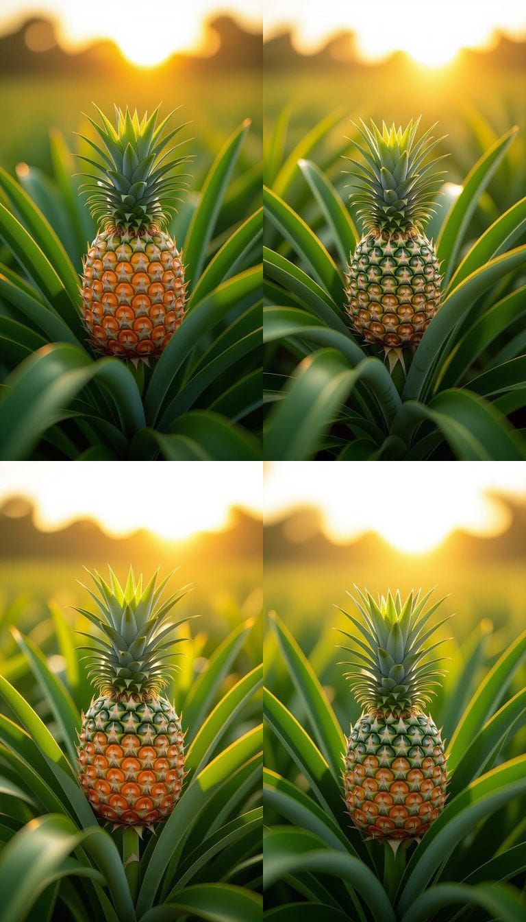 Ripe Pineapple in Tropical Sunlight