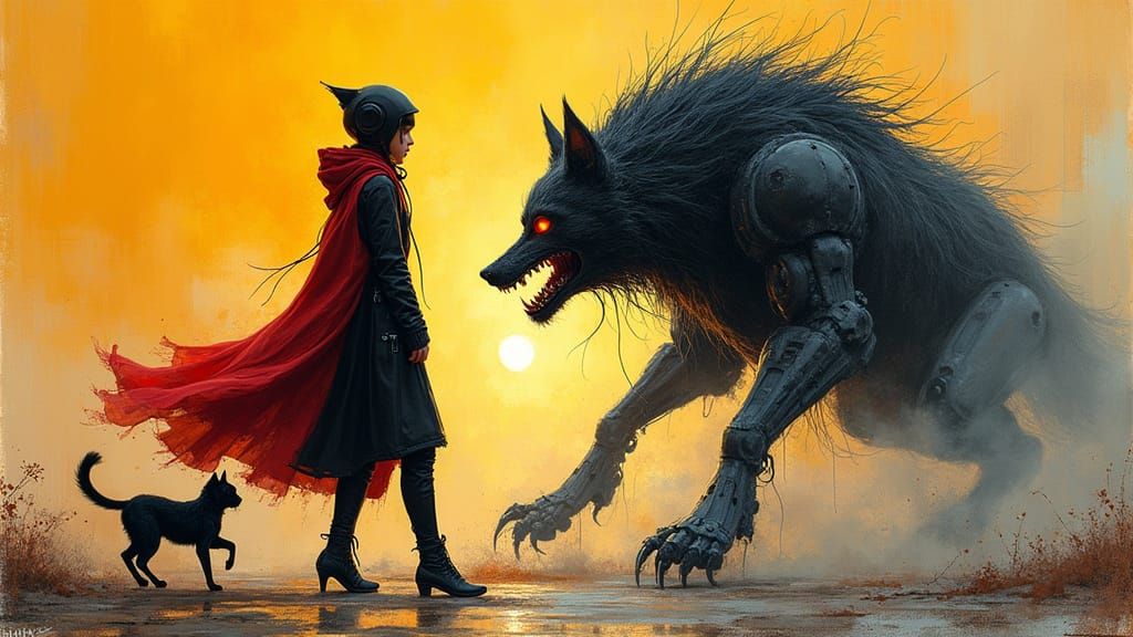 Cyberpunk Red Riding Hood Confronts the Big Bad Wolf