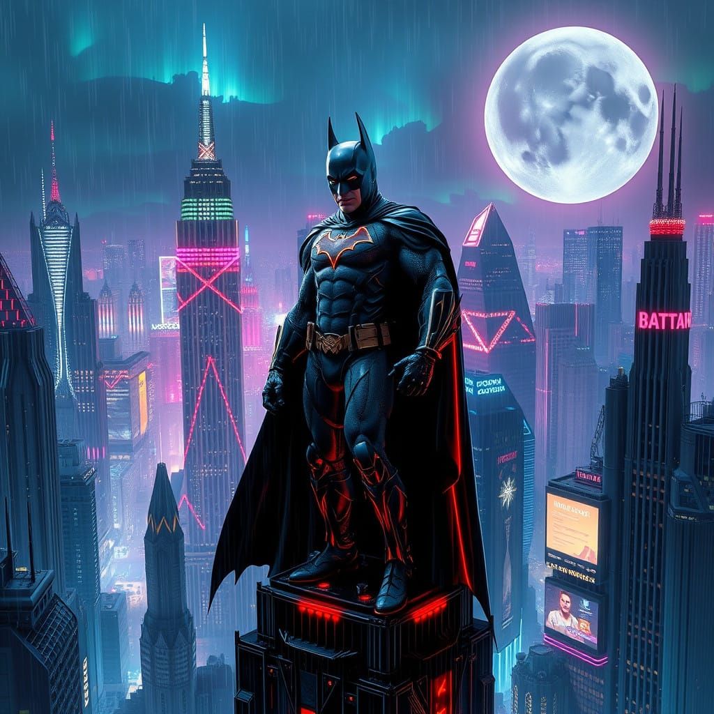 Cyberpunk Batman: Dark Knight of the Neon Metropolis