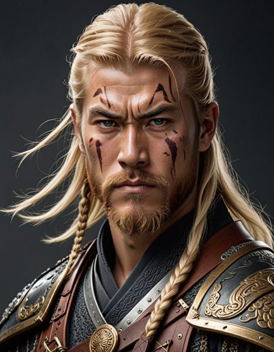 Samurai Viking Warrior in Blond Armor