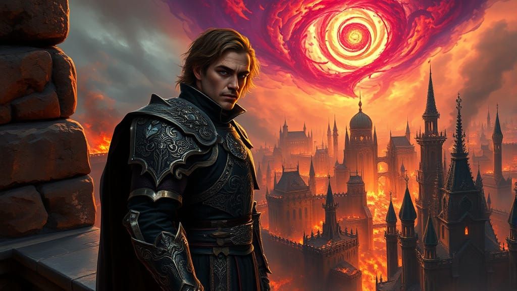 Majestic Spellsword Surveying the Ruins of Kragnir